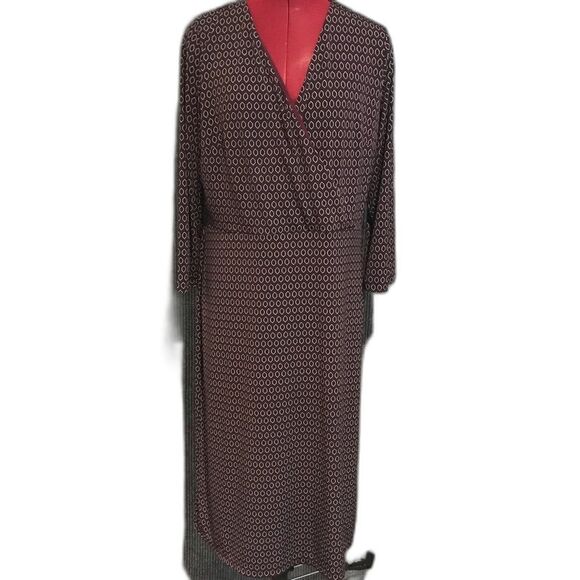 Ann Taylor Factory Dress Women’s Size Large Burgundy 3/4 Sleeve V-Neck - Picture 1 of 8